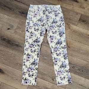 DL1961 Angel Mid Rise Skinny Cream Purple Floral Jeans Grandmacore Girlhoood Fae